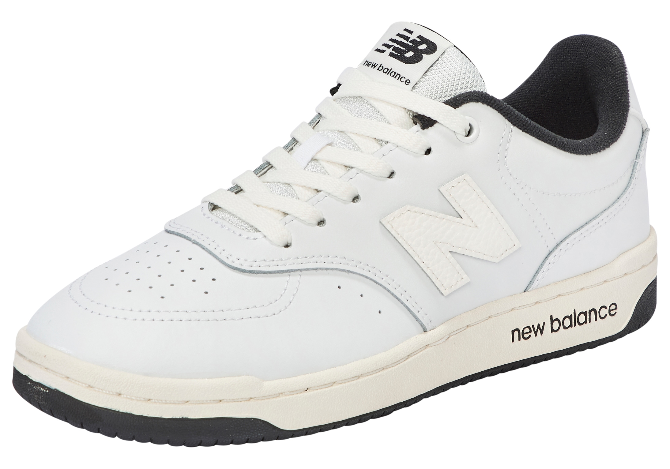 Sneaker NEW BALANCE "BB80", Damen, Gr. 41,5, weiß (weiß, sea salt, schwarz), Leder, Textil, mehrfarbig, Schuhe Sneaker, von dem New Balance 550 inspiriert