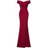 Jerseykleid MODA MINX "Zara", Damen, Gr. S, EURO-Größen, rot, 100% Polyester, unifarben, elegant, lang, ohne Ärmel, Kleider, im schulterfreien Design