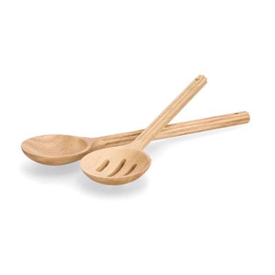 Salatbesteck ZELLER PRESENT "Stripes", beige (natur), Kochbesteck-Sets, Gummibaum, langlebig und robust Image