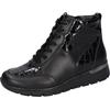 Schnürboots WALDLÄUFER "K-RAMONA", Damen, Gr. 4,5 (37,5), schwarz, Nappaleder, Lackleder, Reptilienprägung, klassisch, Schuhe, Stiefelette, Bequemschuh mit Innenreißverschluss, K-Weite