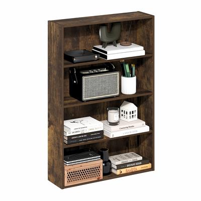 Furinno Basic 4-Tier Open Shelf Bookcase, Bookshelf, Storage Organizer, 6 x 24 x 35, Amber Pine