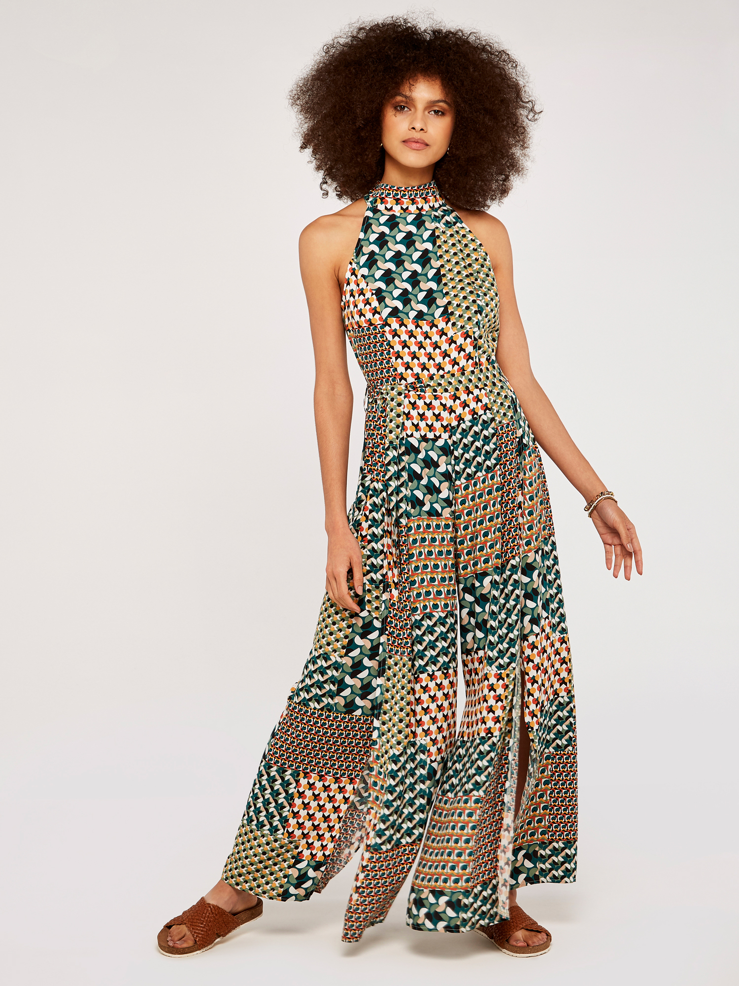 Apricot GeoPatchwork Neckholder-Overall Image