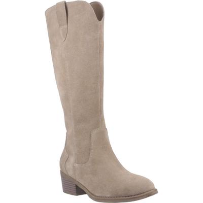 Hush Puppies Isabella Damen Wildleder kniehohe Stiefel mit Absatz in Taupe Image