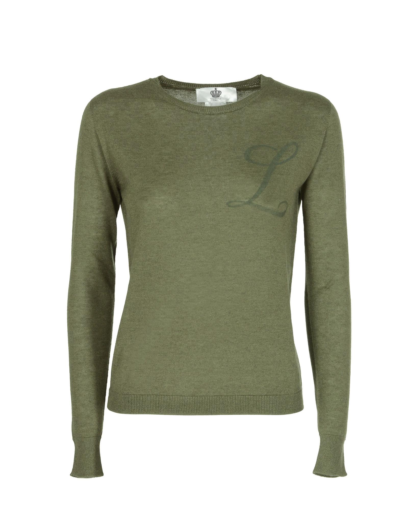 Leichter Kaschmir-Seiden-Pullover mit Rundhalsausschnitt und Schriftzug-Detail Image
