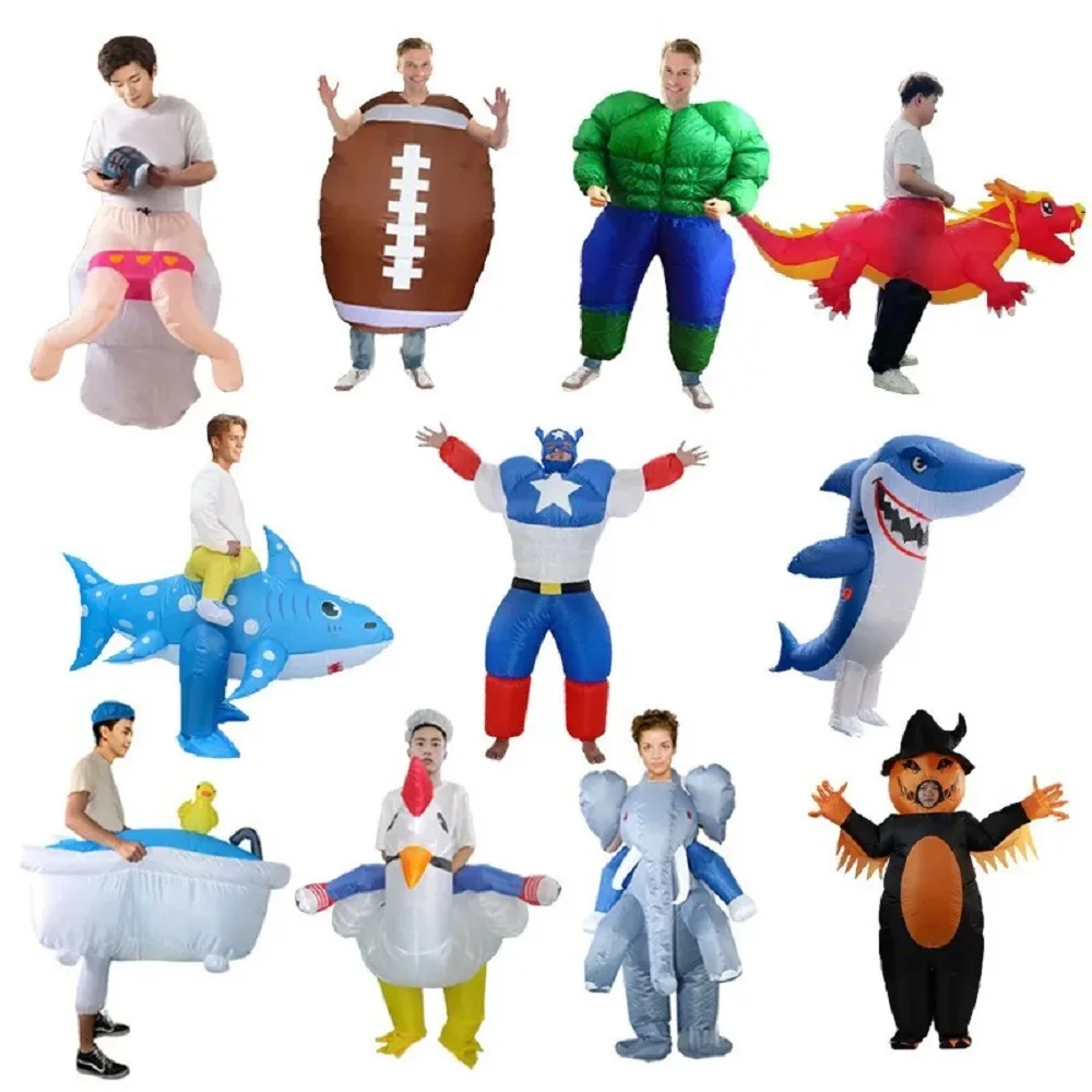 Großer Vogel Hai Elefant Weißes Huhn Badewanne Toilette Cosplay Aufblasbarer Anzug Halloween Party Requisiten Tierkostüm Image