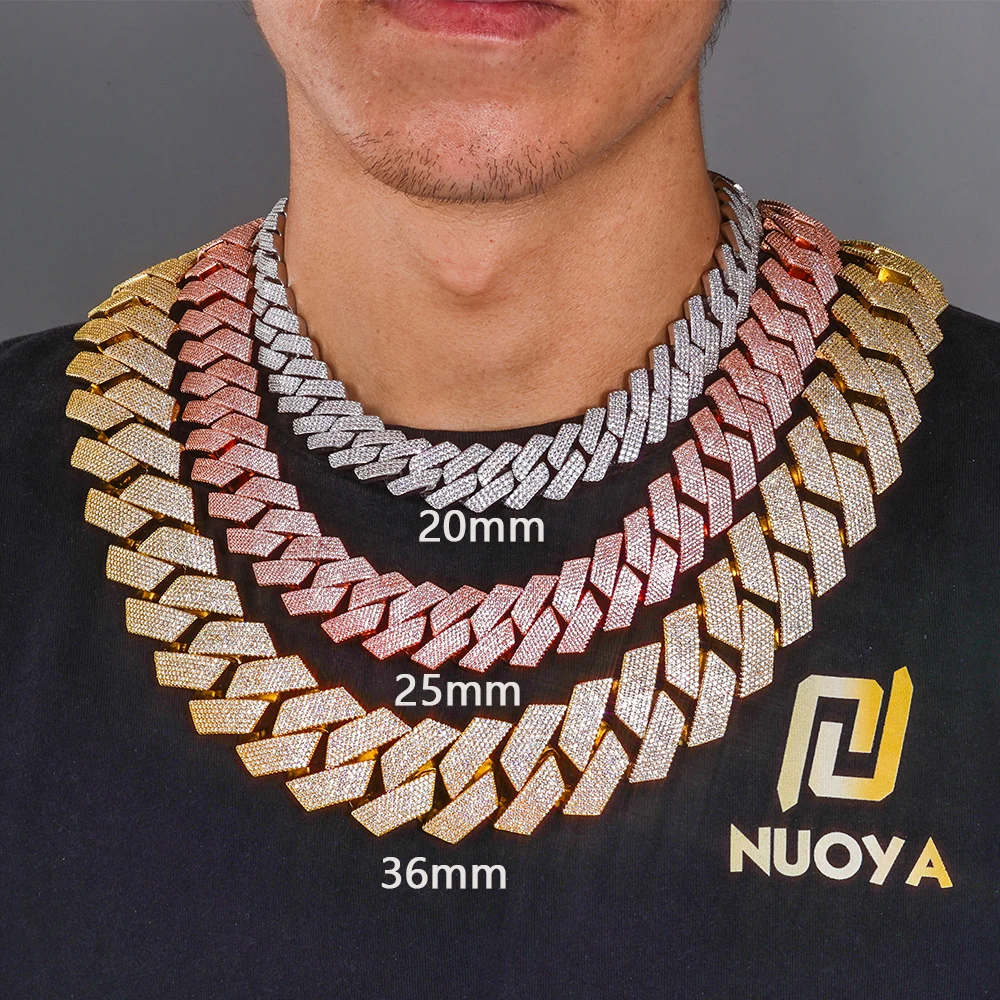 ESKEEM 20/26/36 mm Iced Out Diamond Chunky Cuban Link Chain Halskette vergoldet Hip Hop Schmuck für Männer