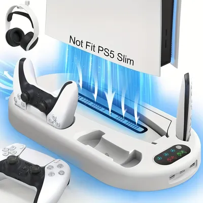For PS5 stand cooling station with dual charging station Playstation5 host cooler Host connection station for PS5 disc and digit