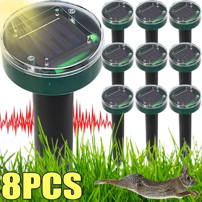 Solar Powered Repeller Ultrasonic Sonic Mouse Mole Pest Rodent Repellent Vibration Wave Repellers for Yard Garden Lawn Farm