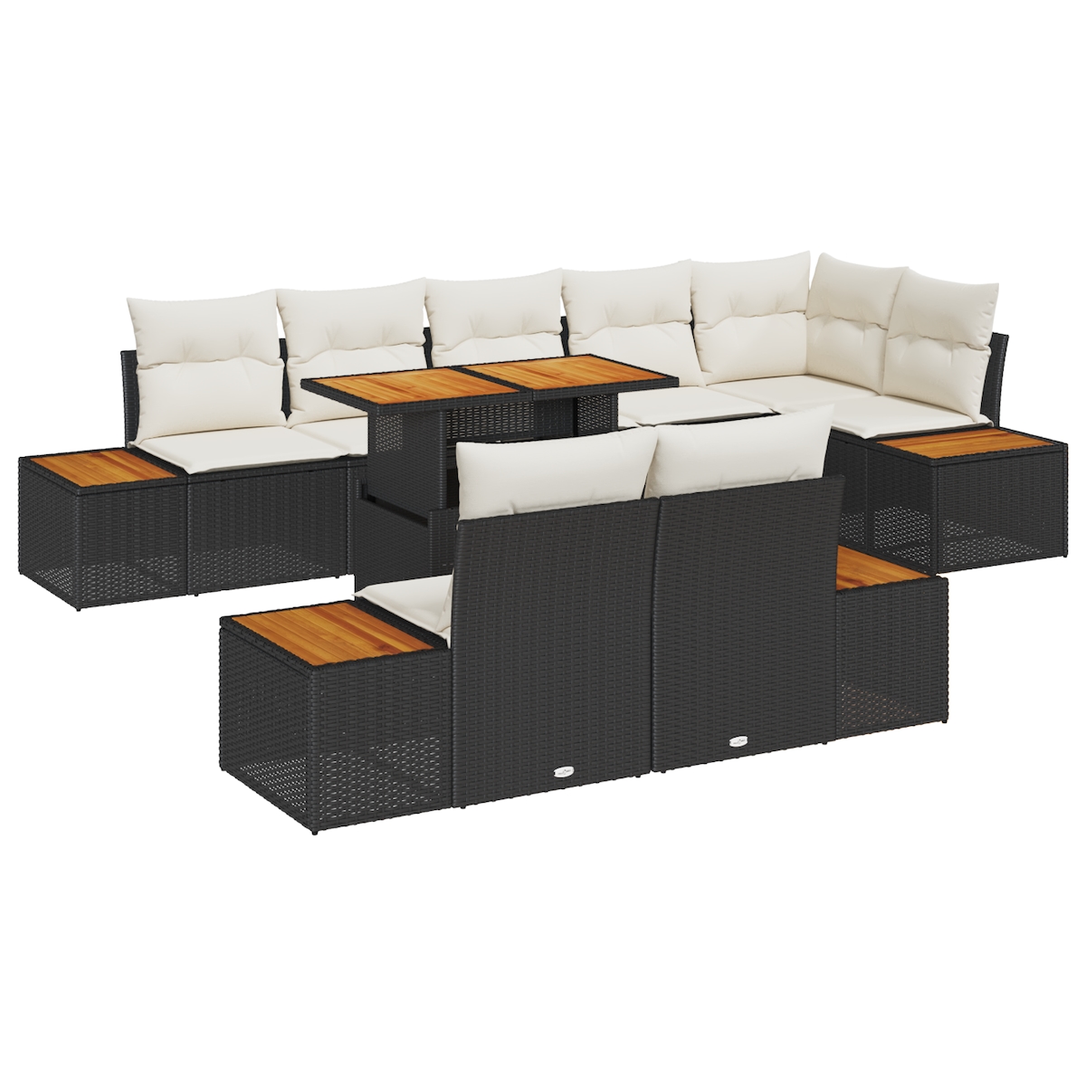 vidaXL 9-teiliges Garten Sofa Set mit Kissen Schwarz Poly Rattan Image