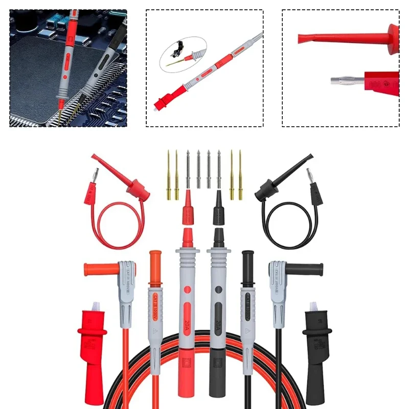  P1308B Universal-Prüfspitzen-Kit – 4 mm Sicherheitsstopfen, Krokodilklemmen und hochtemperaturbeständige Kabel Image