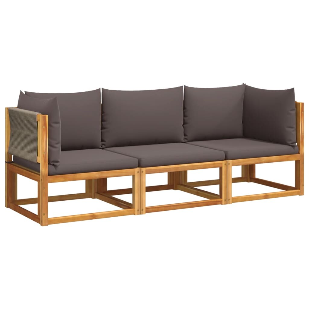 vidaXL 3-tlg. Gartensofa-Set mit Kissen Holz Akazie & Seil Image