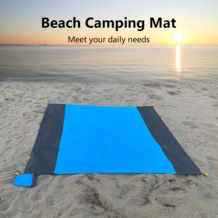 2 x 2,1 m faltbare wasserdichte Strandmatte, sanddichte Stranddecke, tragbare und leichte Outdoor-Picknickmatte, Outdoor-Campingmatte