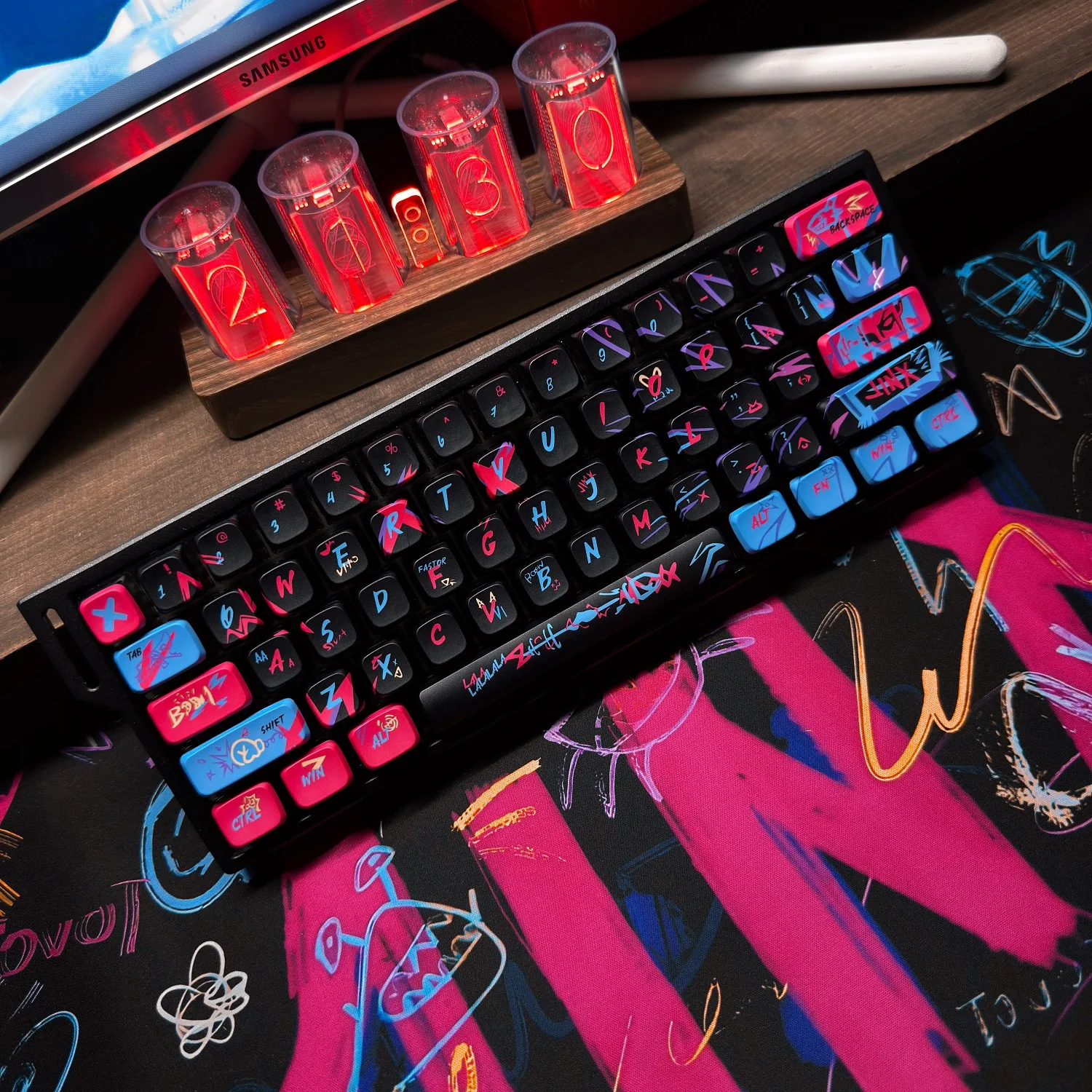 Jinx Tastenkappen Pudding Translucent Vierseitige PC PBT Tastenkappen Twin Cities Battle Lol Tastenkappe Spiel Maßgeschneiderte Tastenkappen Image