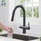 Robinets de cuisine noirs purs, bec extractible, double poignée, robinet d'évier de cuisine, Purification chaude et froide, grue d'eau pour la cuisine