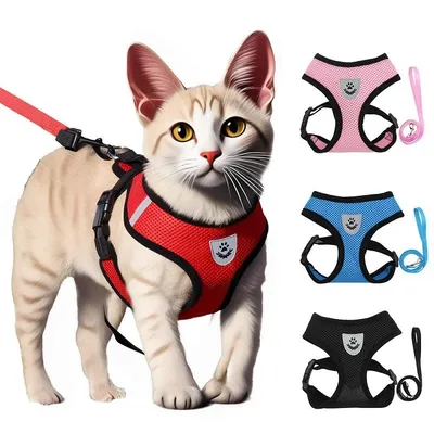 Cat Leash and Harness Cat Tent Kitten Harness Strap for Cats Neck Belt Anti Escape Pets Vest Harness Dog Neck Belt MBD01