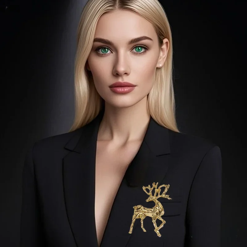 Weihnachten Elch Brosche Vier Jahreszeiten Universal Legierung Glänzend Tier Abzeichen Schal Schal Patch Kleid Hemd Sweatpin Weihnachtsgeschenk Image