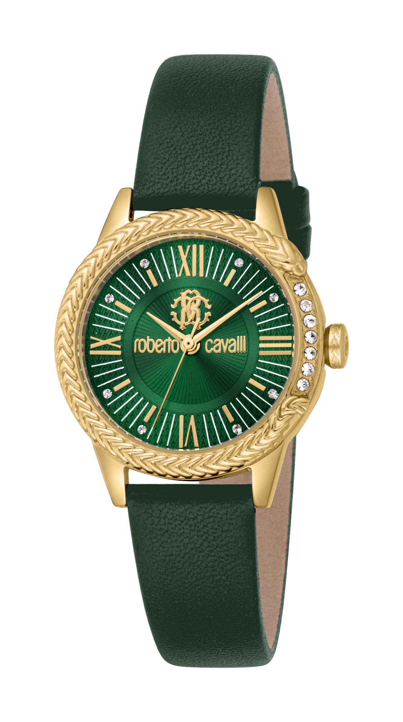 Roberto Cavalli Womens Women Stainless Steel Gold Color Watch - Green - One Size | Roberto Cavalli Sale | Discount Designer Brands