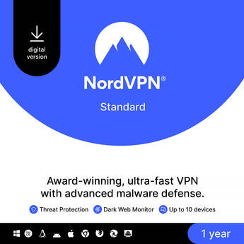 NordVPN Standard VPN Service (10 Devices, 1-Year Subscription) NV1C1Y-RLUS-E-BH