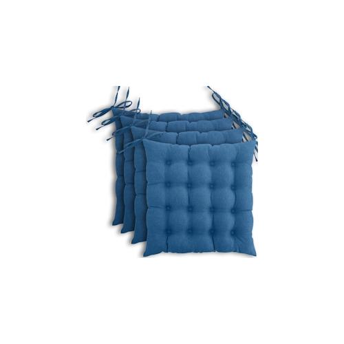 wometo 4er Set Sitzkissen Stuhlkissen 40x40 OEKO-TEX - türkis blau Sitzauflage Bank Polster Sitzpolster mit Bändern / Schleife, Indoor / Outdoor