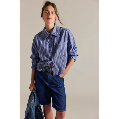 We The Free Moxley Striped Shirt at Free People in Blue Combo, Size: Large