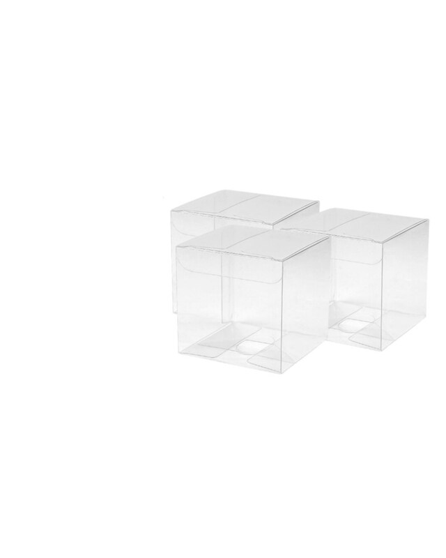 Espírito rebelde 40 Quadratische Boxen aus Transparentem Acetat 50x50x50 mm | Plastik-Bonbonniere: Dragees, Macarons, Kuchen | Andenken und Geschenke Image