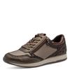 Plateausneaker TAMARIS, Damen, Gr. 35, grau (taupe kombiniert), Lederimitat, Textil, unifarben mit Farbeinsätzen, sportlich, Schuhe, Freizeitschuh, Halbschuh, Schnürschuh mit dezenten Metallic-Details