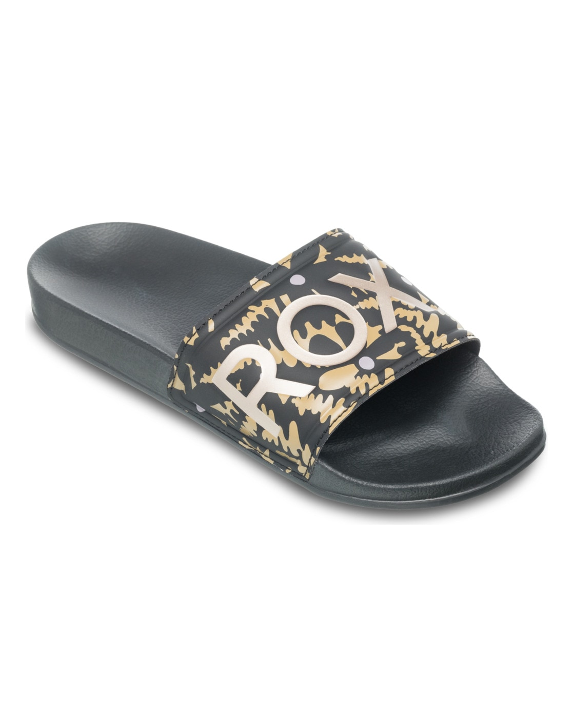 Sandale ROXY "Slippy Ii", Damen, Gr. 10 (41), schwarz (camo schwarz), Obermaterial: 100% Synthetikmaterial / Futter: 100% Textil / Außensohle: 100% EVA, Schuhe Sandale