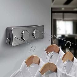 Corde à Linge Rétractable, Fil a Ligne Retractable Murale avec 2 x 5M Ligne en Acier Inoxydable,