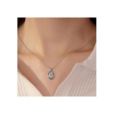 Damen 2 Karat Moissanit 925 Sterling Silber Anhänger Halskette Image