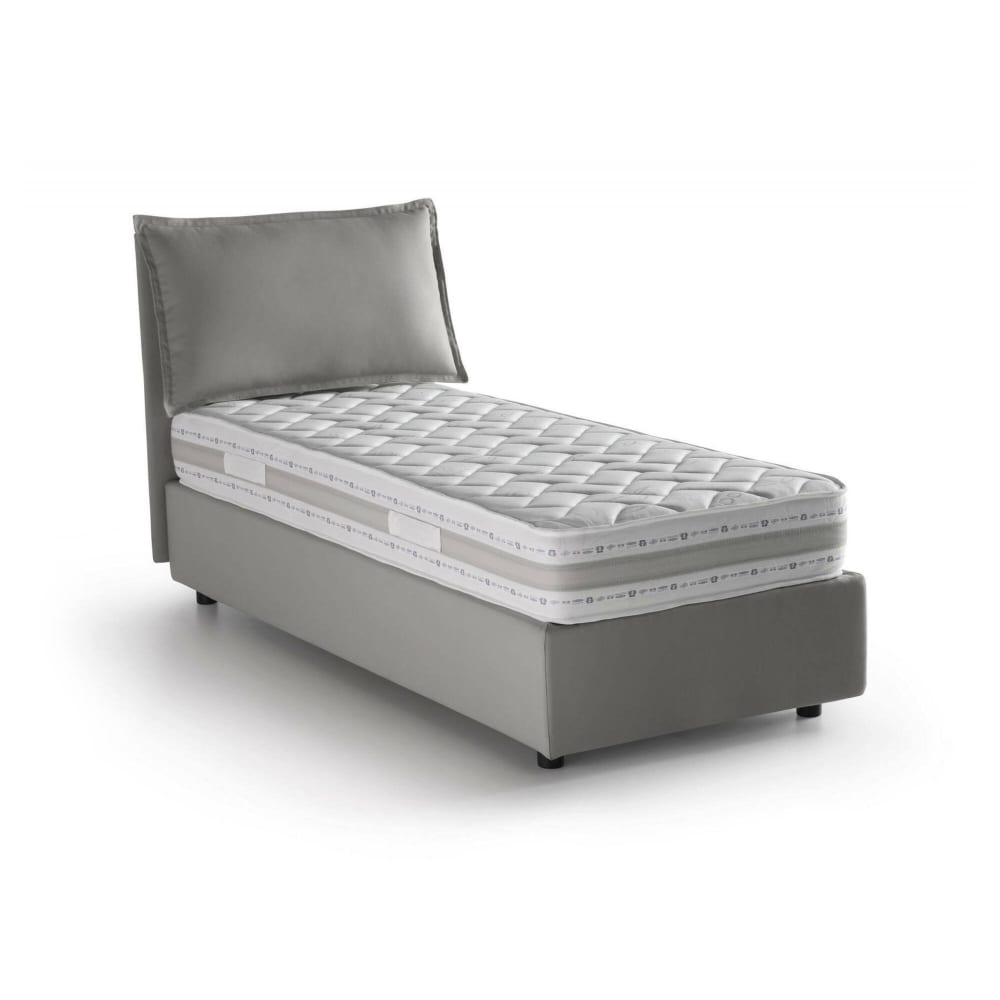 Lit simple en tissu gris 90x190 cm