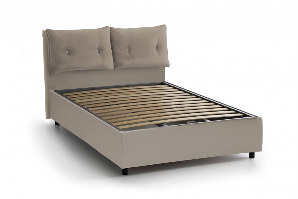 Lit simple en tissu tourterelle 80x190 cm