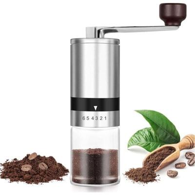 Manuelle Kaffeemühle, 6-stufig verstellbar, verstellbare Handmühle mit Keramikmahlwerk, geeignet Image