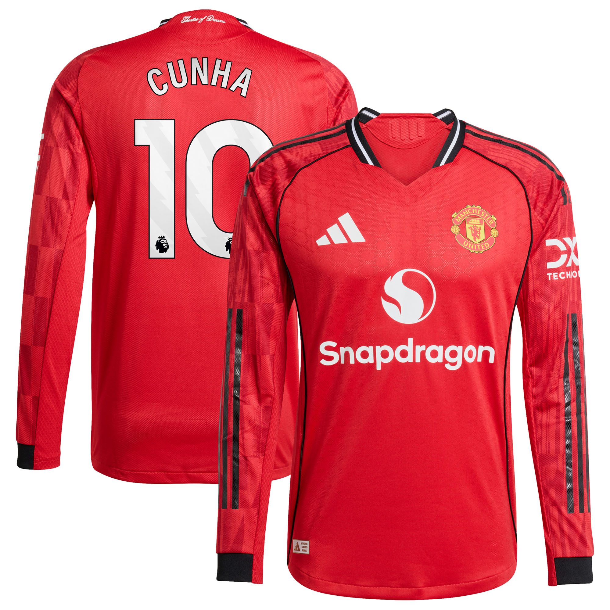 Manchester United adidas Authentic Heimtrikot 2025-26 - Langarm mit Aufdruck Cunha 10 Image