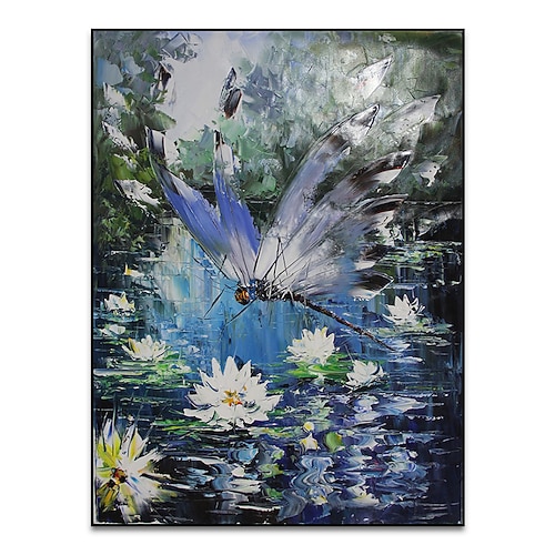 handgefertigtes Ölgemälde auf Leinwand, Wandkunst, Dekoration, Tier, Schmetterling, Traum, Gänseblümchen, Landschaft für die Inneneinrichtung, gerollt, rahmenlos, ungedehntes Gemälde Image