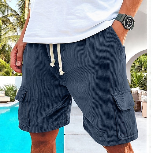 Herren Cargo-Shorts Sweat-Shorts Shorts Bermudashorts Strandshorts Elastischer Bund Kordelzug Mehrere Taschen Einfach Komfort Sport Knielang Outdoor Täglich Laufen Urlaub Ethno-Stil Schwarz Rosa Image