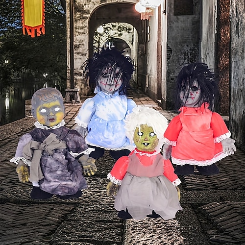 Hässliche Puppen, Gruselpuppe für Halloween, sprachaktivierte, batteriebetriebene Gruselpuppen, Halloween-Requisite für Partys im Spukhaus
