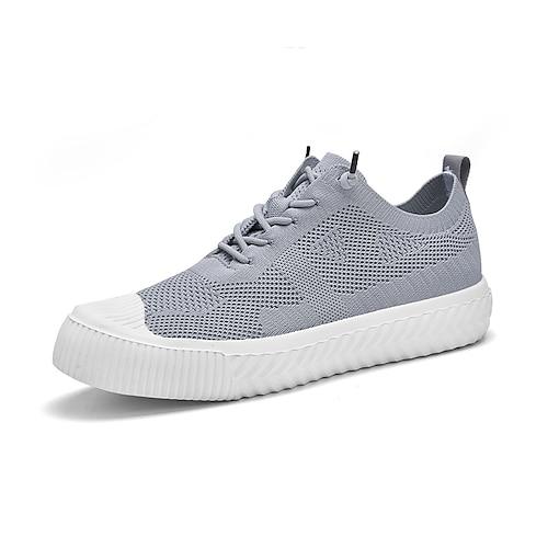 Herren Sneaker Spaziergang Vintage Geschäftlich Lässig Täglich Strick Bequem Rutschfest Schnürung Schwarz Weiß Grau Sommer Frühling