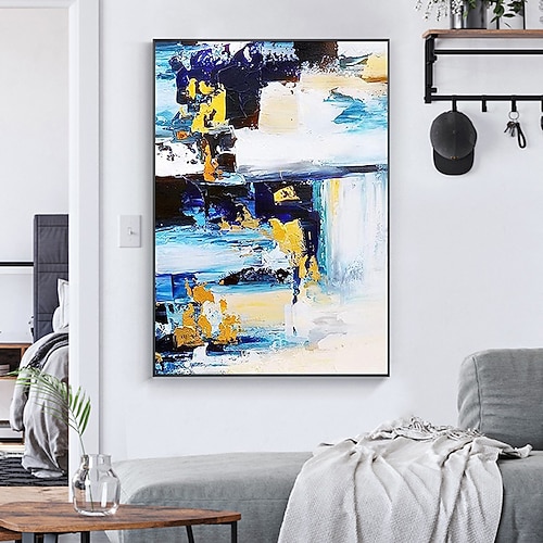 handgefertigtes großes abstraktes Ölgemälde mit Goldfolie auf Leinwand, modernes ungerahmtes Gemälde, Wandkunstbild für die Inneneinrichtung Image