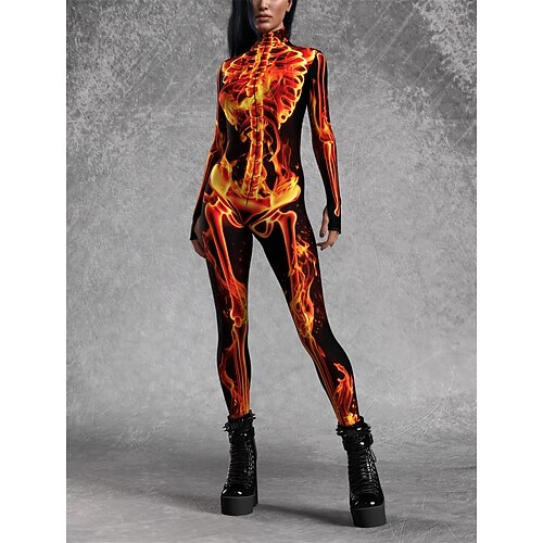 Totenkopf Karneval Bodysuit Ganzkörper-Catsuit Gruseliges Kostüm Kinder Erwachsene Herren Damen Jungen Halloween Karneval Tag der Toten Leistung Party Club Einfaches Karnevalskostüm Verkleiden Image