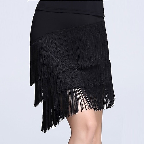 Damenhose mit Paillettenfransen für den Lateintanz – lange Hose mit weitem Bein für Gesellschaftstanz/Standard, Jitterbug Square Dance-Aufführung/Übung Image