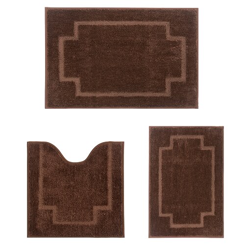 Rechteckig 3/5 (1,5 cm) Fußmatten Maschinengefertigt Polyester Rutschfest Klassisch Einfarbig Image