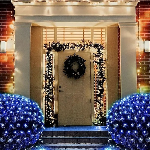 LED Feen-Netz-Lichterkette 1.5M1.5M /1.5M4.5M /3M3M 6M4M /8M10M Wahl Feiertag flexible Lichterkette Bunte Beleuchtung für Hof Garten Terrasse Dekorationslichter EU US AU UK Stecker Image