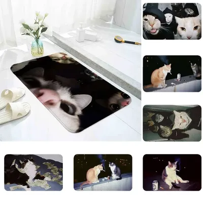 Coole Katze Bodenmatte Badezimmer saugfähige Matte einfache Tür schmutzabweisende Matte Home Kitchen Mat Foot Mat Entry Mat