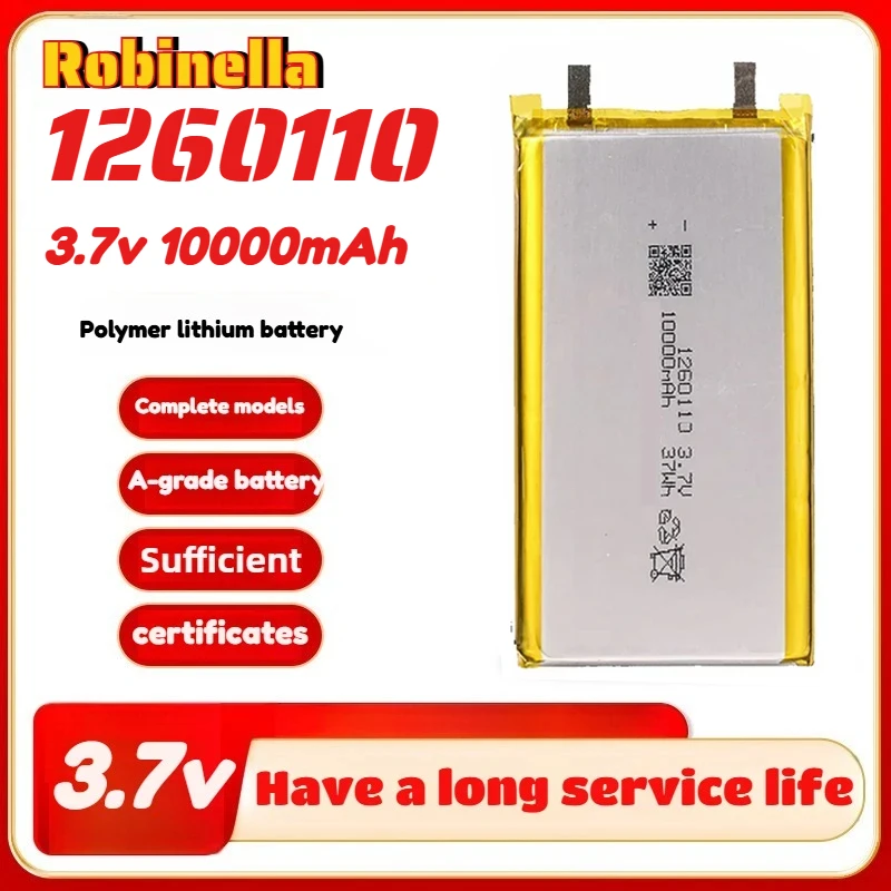 High Qulity 3.7V 10000mAh 1260110 Rechargeable Polymer Batteries Lipo Li-Po for Toy Power Bank GPS Laptop Camping Lights Diy
