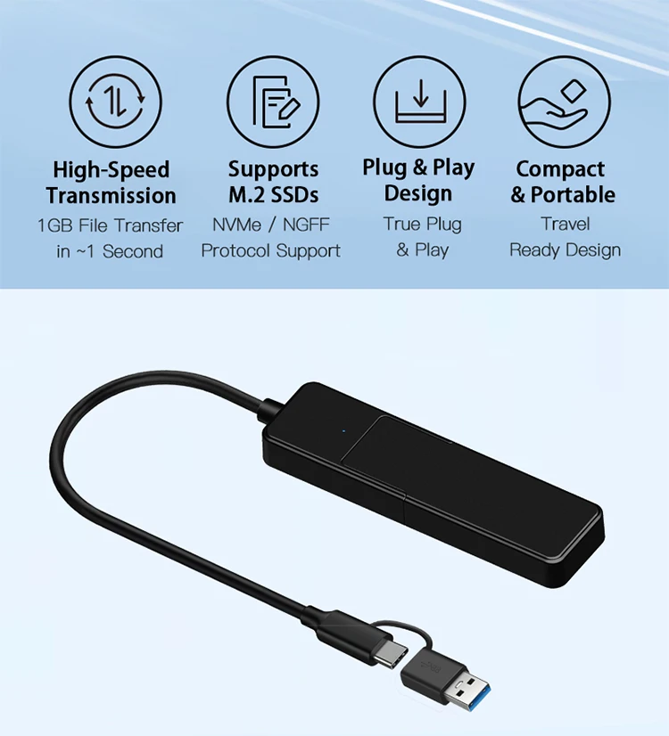 M.2 USB/Typ-C auf NVMe/NGFF SSD Solid State Mobile Festplattenbox-Adapterkabel Image
