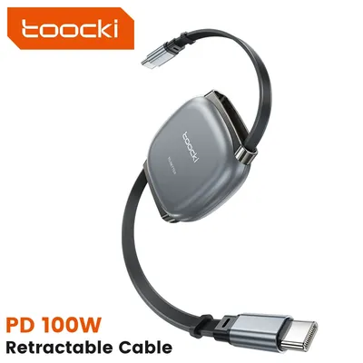 Toocki PD100W USB-C-Kabel, magnetisches Steckplatz-Design, 7, einstellbare Länge, 1 m, einziehbares USB-C-auf-Typ-C-Kabel für iPhone 16 15 AirPods Image