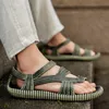 Sommer Herren Strohsandalen Herren Freizeitschuhe Persönlichkeit Verschleißfeste Sandale für Männer Outdoor Strand Flip-Flop Größe Plus 36-47