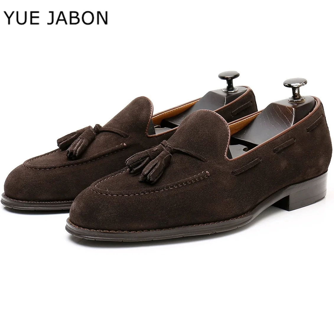 Großbritannien Retro Männer spitz Wildleder Quasten Wohnungen Echt leder Schuhe lässig Slipper formelle Kleid Schuhe Sapatos Tenis Masculino Image