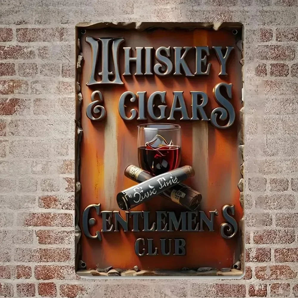 Whiskey and Cigar Herren-Clubschild: Kunstdruck-Poster, Wandkunst-Dekoration