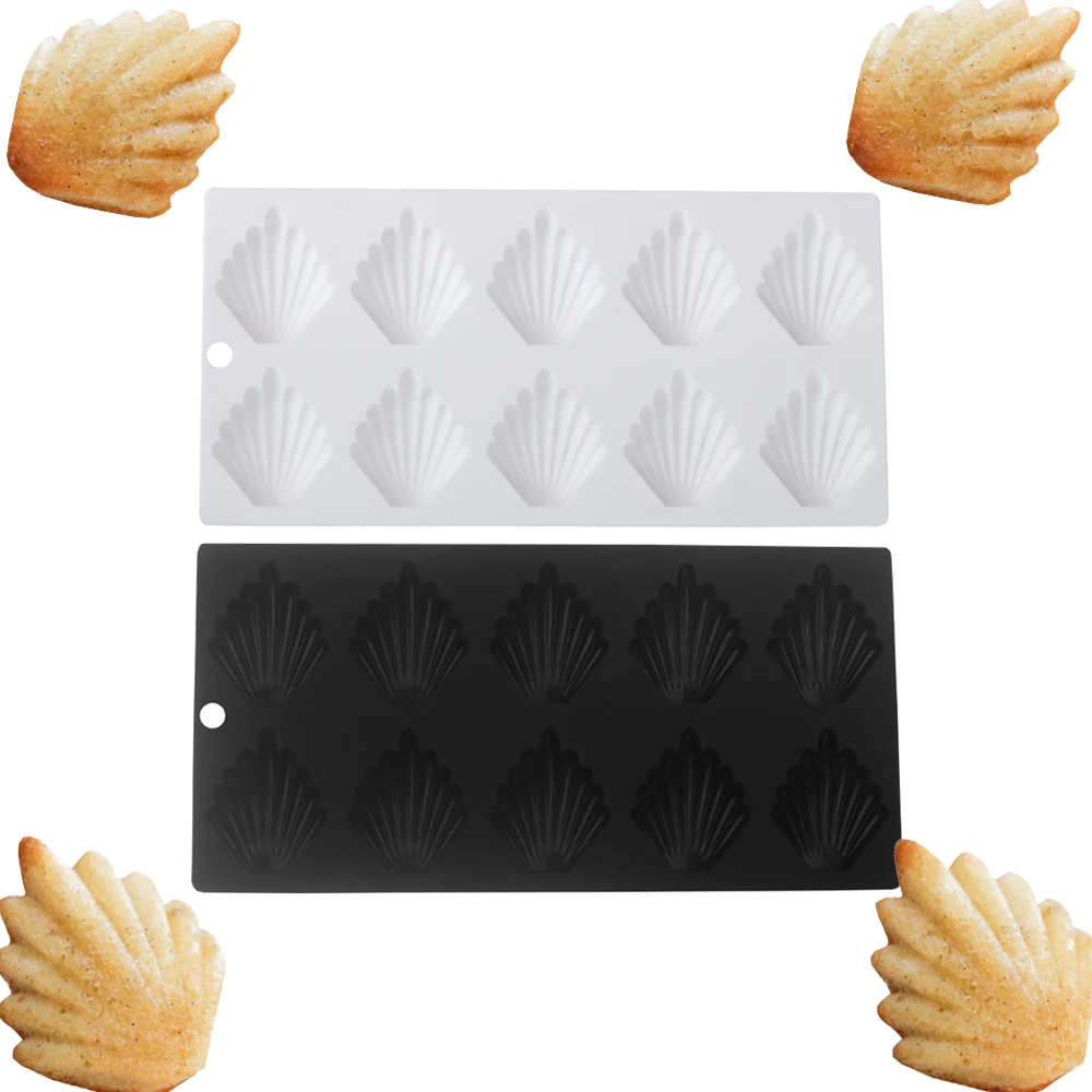 10-Hohlraum-Shell-Mousse-Silikonform Madeleine-Kuchenform zum Selbermachen, französisches Gebäck, Backform Image